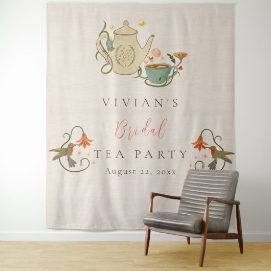 水彩ファコアール フラワーティーパーティー ブライダルシャワー タペストリー (インサイチュ)