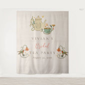 水彩ファコアール フラワーティーパーティー ブライダルシャワー タペストリー (正面)