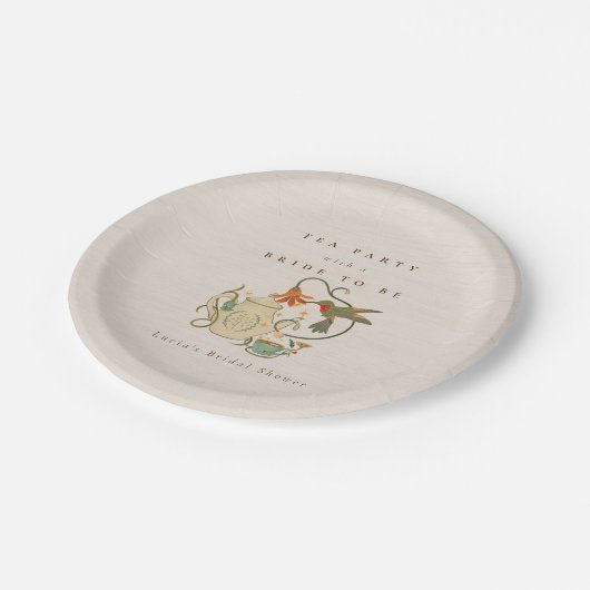 水彩ファコア フラワーティーパーティー ブライダルシャワー ペーパープレート (アングル)