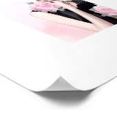 水彩ファッショニスタ黒とピンクのエレガンス ポスター (角)