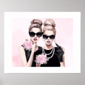 水彩ファッショニスタ黒とピンクのエレガンス ポスター (正面)