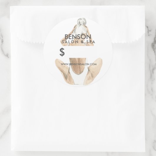 水彩ファッションイラストレーション |価格カスタム設定 ラウンドシール (バッグ)