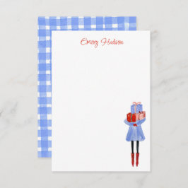 水彩ファッションガールパーソナライズされた サンキューカード