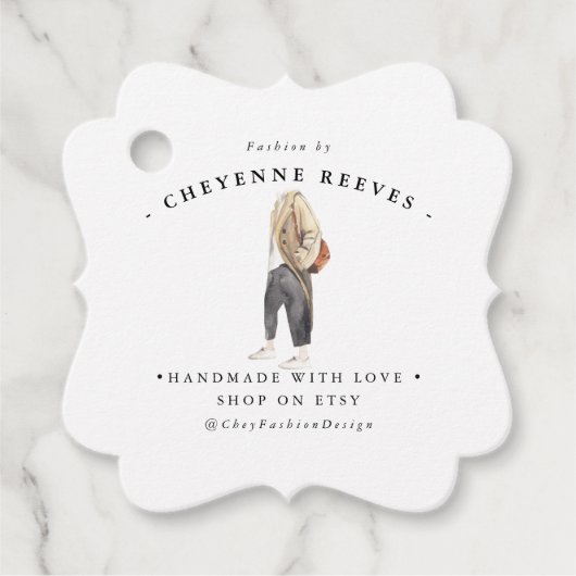 水彩ファッションデザイン |ビジネスつるラベル フェイバータグ (正面)