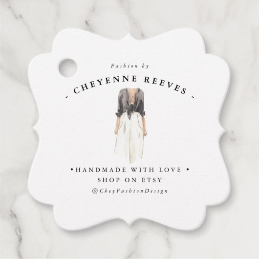 水彩ファッションデザイン |ビジネスつるラベル フェイバータグ (正面)