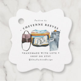 水彩ファッションデザイン |ビジネスつるラベル フェイバータグ