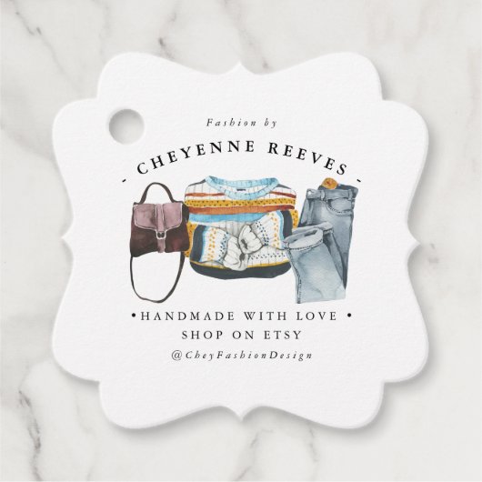 水彩ファッションデザイン |ビジネスつるラベル フェイバータグ (正面)