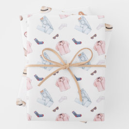 水彩ファッションパターン ラッピングペーパーシート