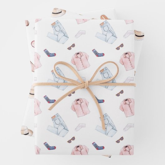 水彩ファッションパターン ラッピングペーパーシート (インサイチュ)