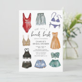 水彩ファッションビーチバッシュブライダルシャワー 招待状 (スタンド正面)