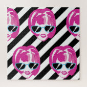 水彩ファッション女子顔パターン ジグソーパズル (縦)