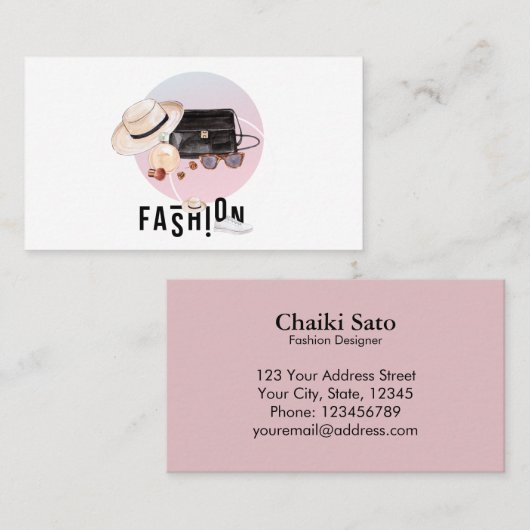 水彩ファッション設計者 名刺 (正面/裏面)