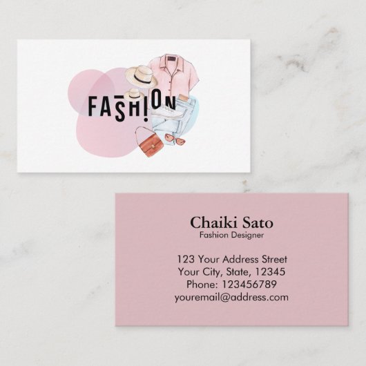 水彩ファッション設計者 名刺 (正面/裏面)