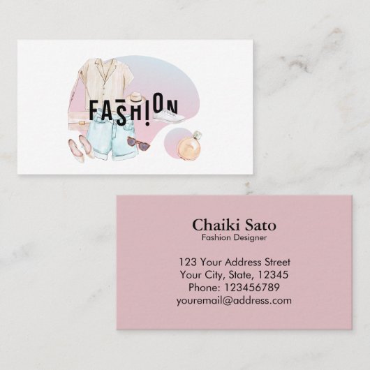水彩ファッション設計者 名刺 (正面/裏面)