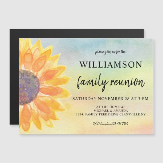 水彩ファミリー懇親会マグネットIc招待状 マグネット招待状 (正面/裏面)