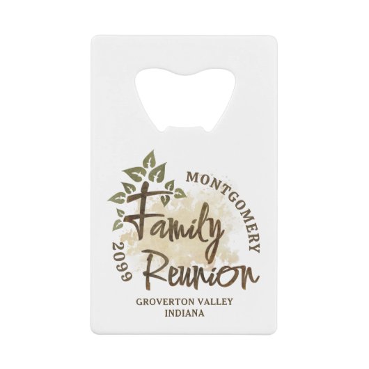 水彩ファミリ懇親会スクリプトツリー名年 クレジットカード栓抜き (正面)