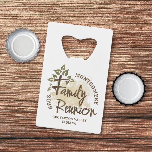 水彩ファミリ懇親会スクリプトツリー名年 クレジットカード栓抜き