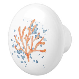 水彩ファンのコーラルパターンと海沿いのスプラッシュ セラミックノブ