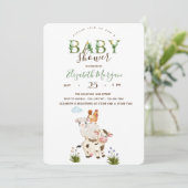 水彩ファンシーな農場の動物のベビーシャワー 招待状 (スタンド正面)