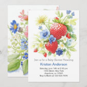 水彩ファンシー ベリーフィールド 男の子ベビーシャワー 招待状 (正面/裏面)