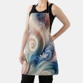 水彩ファンタジーフローラパステルブルー&クリーム エプロン (インサイチュ)