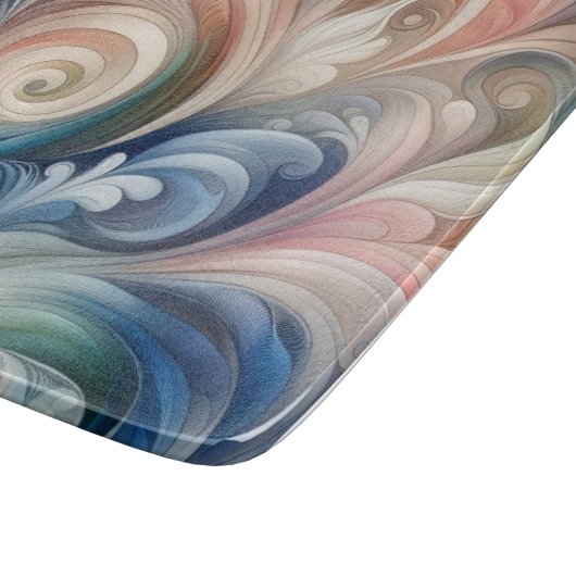 水彩ファンタジーフローラパステルブルー&クリーム カッティングボード (角)