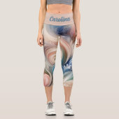 水彩ファンタジーフローラパステルブルー&クリーム カプリレギンス (正面)