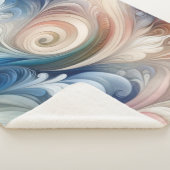 水彩ファンタジーフローラパステルブルー&クリーム シェルパブランケット (3/4)