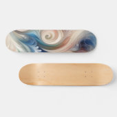 水彩ファンタジーフローラパステルブルー&クリーム スケートボード (横)