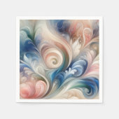 水彩ファンタジーフローラパステルブルー&クリーム スタンダードカクテルナプキン (正面)