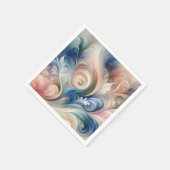 水彩ファンタジーフローラパステルブルー&クリーム スタンダードカクテルナプキン (角)