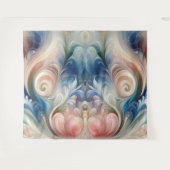 水彩ファンタジーフローラパステルブルー&クリーム タペストリー (正面(横))