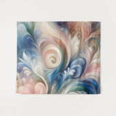 水彩ファンタジーフローラパステルブルー&クリーム タペストリー (正面(横))