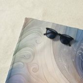 水彩ファンタジーフローラパステルブルー&クリーム ビーチタオル (インサイチュ)