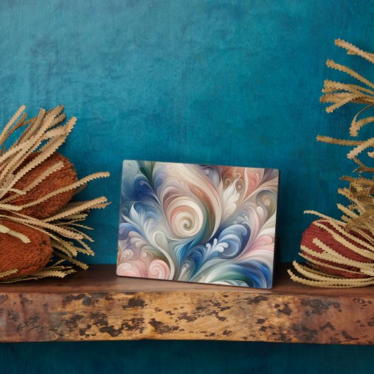 水彩ファンタジーフローラパステルブルー&クリーム フォトプラーク (側面)