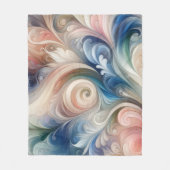 水彩ファンタジーフローラパステルブルー&クリーム フリースブランケット (正面)