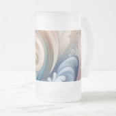 水彩ファンタジーフローラパステルブルー&クリーム フロストグラスビールジョッキ (正面右)