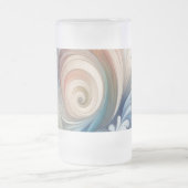 水彩ファンタジーフローラパステルブルー&クリーム フロストグラスビールジョッキ (中央)