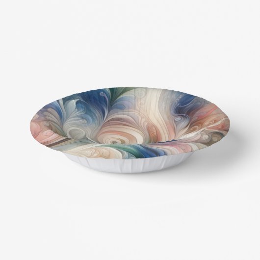 水彩ファンタジーフローラパステルブルー&クリーム ペーパーボウル (傾斜あり)