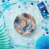 水彩ファンタジーフローラパステルブルー&クリーム ペーパーボウル (パーティー)