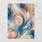 水彩ファンタジーフローラパステルブルー&クリーム ポストカード (正面)