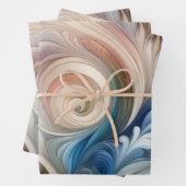 水彩ファンタジーフローラパステルブルー&クリーム ラッピングペーパーシート (インサイチュ)