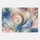 水彩ファンタジーフローラパステルブルー&クリーム ラッピングペーパーシート (正面)