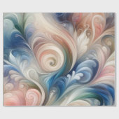 水彩ファンタジーフローラパステルブルー&クリーム ラッピングペーパー (フラット)