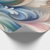 水彩ファンタジーフローラパステルブルー&クリーム ラッピングペーパー (角)