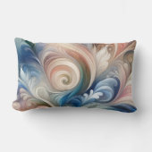 水彩ファンタジーフローラパステルブルー&クリーム ランバークッション (正面)
