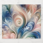 水彩ファンタジーフローラパステルブルー&クリーム リキュールボトルラベル (シングルラベル)