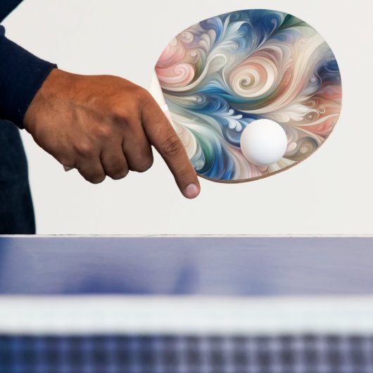 水彩ファンタジーフローラパステルブルー&クリーム 卓球ラケット (インサイチュ)