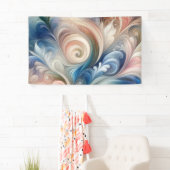 水彩ファンタジーフローラパステルブルー&クリーム 横断幕 (インサイチュ)