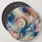 水彩ファンタジーフローラパステルブルー&クリーム 缶バッジ (正面&裏面)